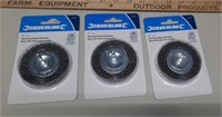 3 Wire Brush Wheels w/ Arbor (Silverline Tools new