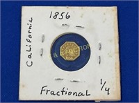 1856 CA 1/4 GOLD FRACTIONAL COIN