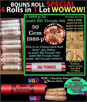 THIS AUCTION ONLY! BU Shotgun Lincoln 1c roll, 198