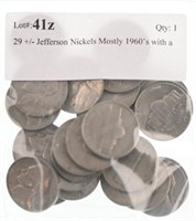 29 +/- Jefferson Nickels Mostly 1960’s with a