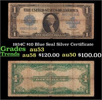 1934C $10 Blue Seal Silver Certificate Grades Sele