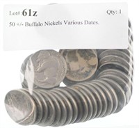 50 +/- Buffalo Nickels Various Dates.