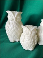 3 Light Up Vintage Owls