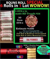 THIS AUCTION ONLY! BU Shotgun Lincoln 1c roll, 197