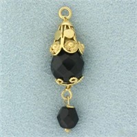 Onyx Bead Dangle Wirework Charm or Pendant in 14k