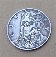Hobo Style Skull Challenge Dollar Coin