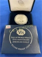 END OF WWII REVERSE SILVER EAGLE 75TH ANN.