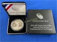 2016 SILVER 100TH ANN. NATIONAL PARK COMM COIN