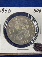 1836 50C CAPPED  BUST
