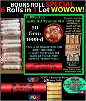 THIS AUCTION ONLY! BU Shotgun Lincoln 1c roll, 199