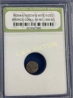 ROMAN WIDOWS MITE SIZED BRONZE COIN 50BC