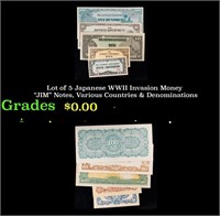 Lot of 5 Japanese WWII Invasion Money "JIM" Notes,