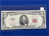 1963 $5 STAR RED SEAL *02878540A