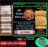 THIS AUCTION ONLY! BU Shotgun Lincoln 1c roll, 197