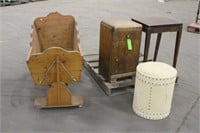 Vintage,Crib,(2) Stands & Hat Box