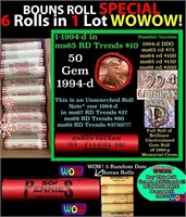 THIS AUCTION ONLY! BU Shotgun Lincoln 1c roll, 199