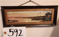 Small Panoramic Wall Art, Antique Frame