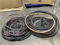 Lot of Assorted Bike Rims and Tires