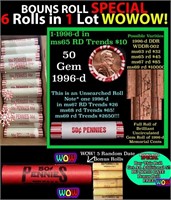 THIS AUCTION ONLY! BU Shotgun Lincoln 1c roll, 199