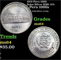 1979 Peru 1000 Soles Silver KM# 275 Grades Choice