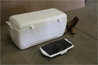 Igloo Cooler,Rival Griddle,& Unused Size 13 Boots