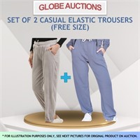NEW SET OF 2 CASUAL ELASTIC TROUSERS (FREE SIZE)