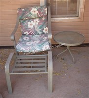 Patio Swivel Chair, Ottoman & Side Table