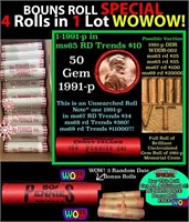 THIS AUCTION ONLY! BU Shotgun Lincoln 1c roll, 199