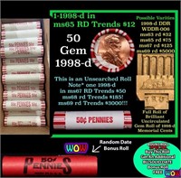 THIS AUCTION ONLY! BU Shotgun Lincoln 1c roll, 199