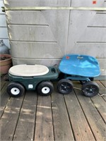 2-small outdoor roll around seats with garden