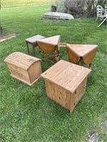 Drop Leaf Wood End Tables, 1-Drawer Nightstand &