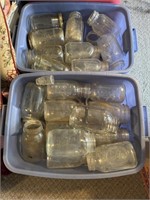(2) totes of canning jars, several ball jars