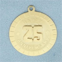 Happy 25 Anniversary Medallion Pendant or Charm in