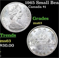 1965 Small Beads, Pointed 5 Canada Dollar 1 Grades