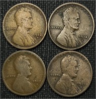 1911-D, 1912-D, 1914-S, 1915-D Wheat Cents