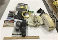 Misc lot w/ corded phone, remotes, calculator