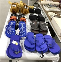 11 flip flops & slippers -sizes med, 12, L