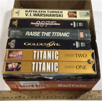 6 VHS tapes including Titanic, Golden Eye &