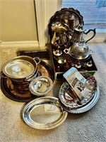 Sterling Weighted Shakers & Silver Plate Trays