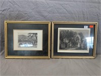 (2) Framed Antique Prints