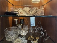 2 Shelves of Crystal & Decor