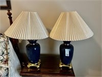 2 Vintage Blue Table Lamps