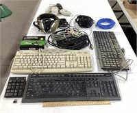 Misc lot w/ keyboards, headphones, & cords