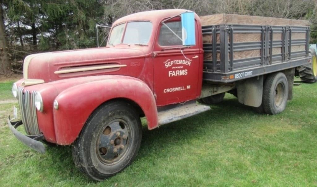 1946 Ford Stake Truck. Towed Out of Barn.