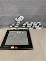 Square Mirror and Love Metal Sign