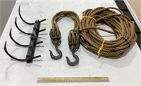 Misc lot w/ rope & pulleys