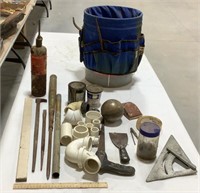 Misc tools & plumbing parts w/bucket