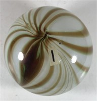 Brown Swirl Glass Paperweight 4"x5" diam.