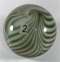 Green Swirl Glass Paperweight 4"x5" diam
