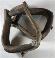 Pair of Wood, Metal, and Leather Stirrups